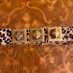 Betsey Johnson Belt Cowhide hair on leather Leopard Print size M/L